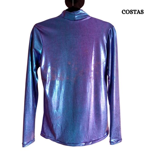 Blusa Tania Manga Longa Gola Alta Holográfica Costas